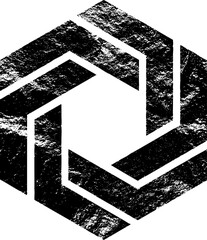 Large vector textured hexagonal geometric shape with a transparent background