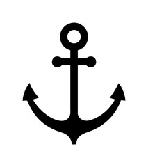 A simple black outline of an anchor