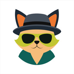cat wearing sunglasses and hat