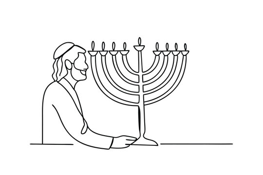 menorah and man line art clip art preview