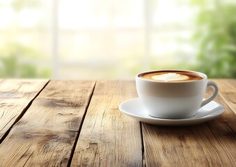 Obraz premium Morning coffee on wooden table
