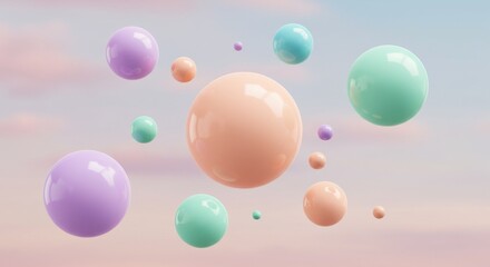 April Fool's Day Pastel Spheres - Playful floating spheres in pastel shades celebrate April Fool's Day. Symbolizing fun, surprise, lightness, joy, and whimsy