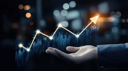Analyzing growth trends in business financial market data visualization professional environment close-up view economic insights