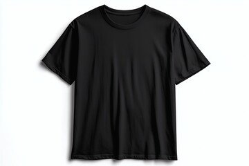 Black T-Shirt Mockup Against White Background – Minimalist Display for Apparel Design