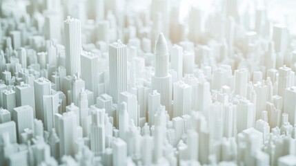 Obraz premium minimalist city with a lot of white but with a pearlescent and iridiscent touch really subtle but really futuristic and clean hiperrealistic, add blur effects and some parts 