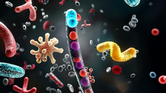 Microscopic World: A Colorful Visualization of Bacteria and Viruses