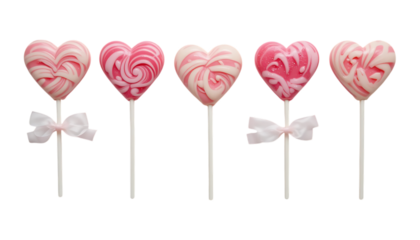 pink and white lollipop in heart shaped on stick