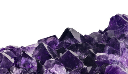 Obraz premium dark violet large crystals of amethyst on white background