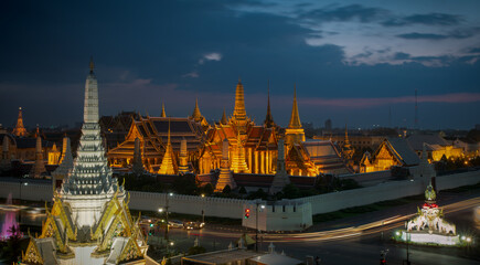 The beauty of the Emerald Buddha Temple at twilight. And while t