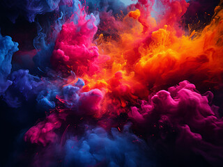 Fototapeta premium Direct pigments charging with color, meeting wet boundaries and creating controlled impact