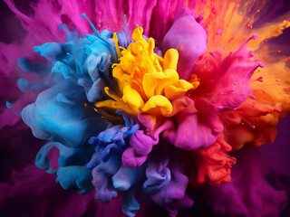 Obraz premium Color blooms expanding with pigments diffusing in gentle water, guiding natural beauty