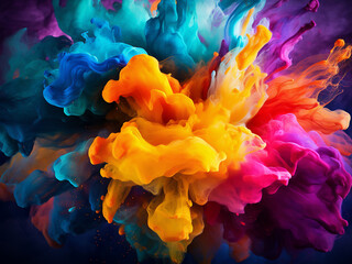 Fototapeta premium Intricately blended paints mix to form visually deep and complex color compositions