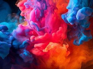 Fototapeta premium New shades form as paints blend organically creating surprising effects in color mixing