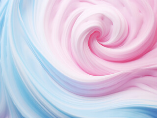 Cotton candy swirl in pastel pink and baby blue creating a soft spiral effect