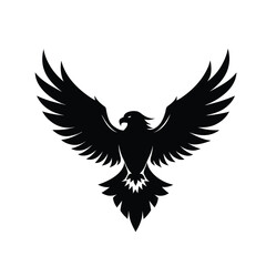 silhouette of an eagle soaring with wings spread.eps