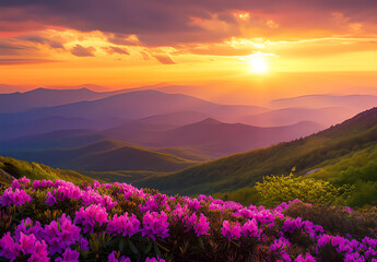 sunset in the mountains