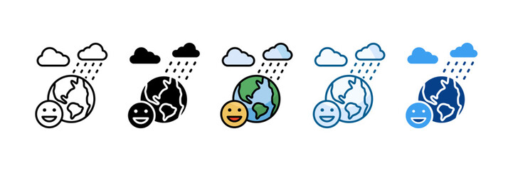 Cloud Rain Icon Set Multiple Style Collection