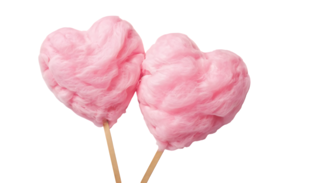 Pink heart shape cotton candy png
