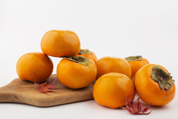 fresh ripe sweet persimmon fruit.