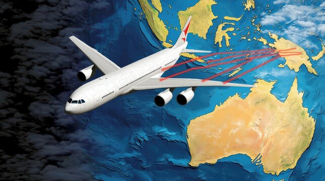 Air travel over southeast asia flight data visualization global map digital art aerial perspective connectivity