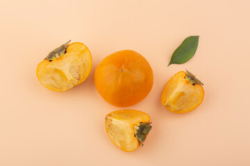 fresh ripe sweet persimmon fruit.