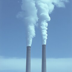 Industrial Smokestacks with Pollution Sky.
