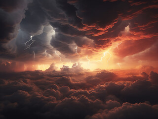Digital weather system with light patterns fracturing as procedural clouds gather and storms brew