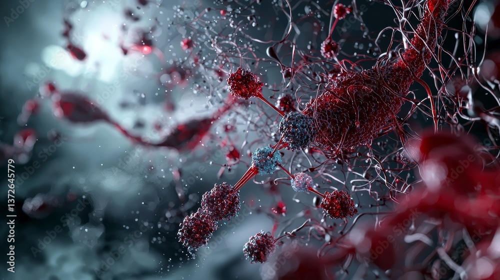 Poster Exploring cellular processes microscopic world scientific visualization digital art abstract representation