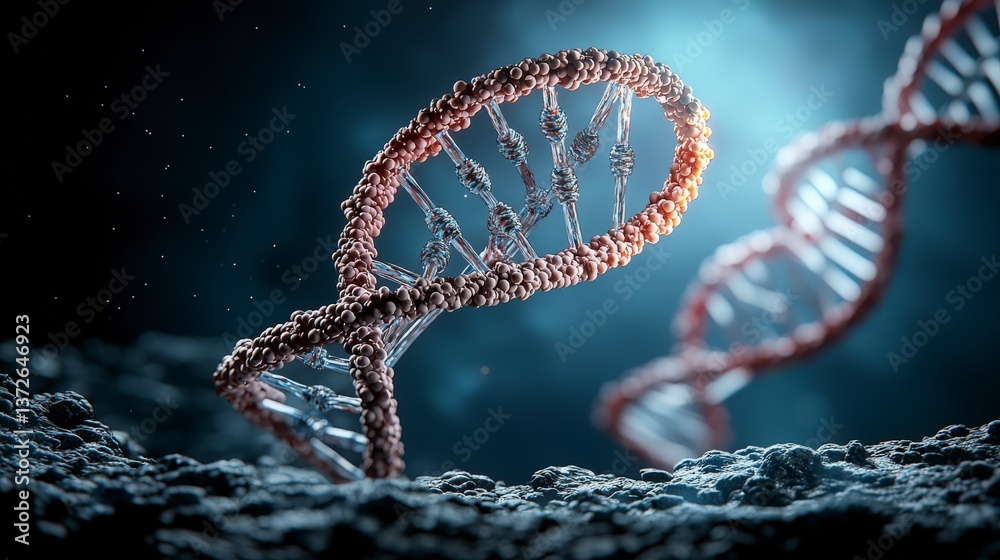 Fototapete Exploring dna structure laboratory scientific visualization cellular environment macro viewpoint genetic research insights
