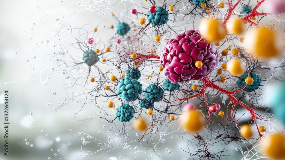 Poster Neural network activity visualization laboratory setting scientific illustration digital environment close-up view innovative technology
