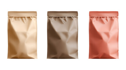 Stand-Up Pouch Set in Three Different Poses on Transparent Background for Packaging Design, Branding, or Retail Product Concepts