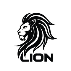 Lion Head Logo With Black Lines Vector