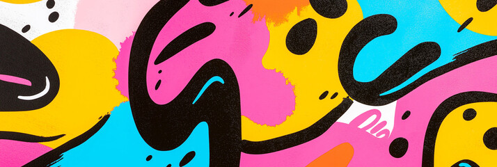 Fototapeta premium Vibrant Graffiti Texture with Neon Sprays and Bold Black Outlines