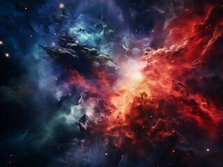 Fototapeta premium Galaxy collision mixing stars creating chaotic forms and demonstrating new changes