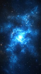 Fototapeta premium Ethereal Cosmic Symphony Azure Nebula and Celestial Stars Deep Space Exploration Abstract Galaxy Background