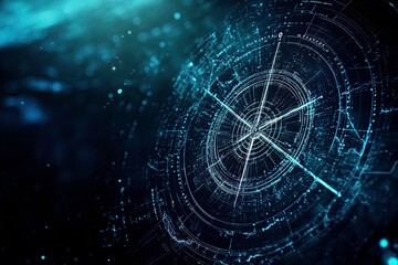 Futuristic digital compass design in blue and black colors  