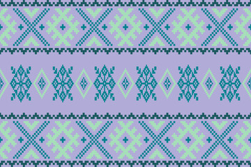 Geometric ethnic oriental embroidery pattern.Floral cross stitch design.Aztec style.background vector illustration.Design for texture,fabric,cloting,carpet,knitewar,curtains,wrapping,batik,scarf