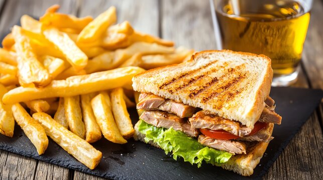 Club sandwich made with lightly buttered sourdough, filled with classic turkey and ham combo, editorial sandwich spread