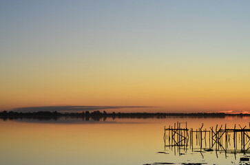 Sunset at Chascomus Lagoon. Argentina 