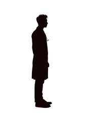 Silhouette of a doctor in a white coat - vector illustration