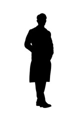 Silhouette of a doctor in a white coat - vector illustration