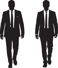 Vector Silhouette of Businessman Walking in Black