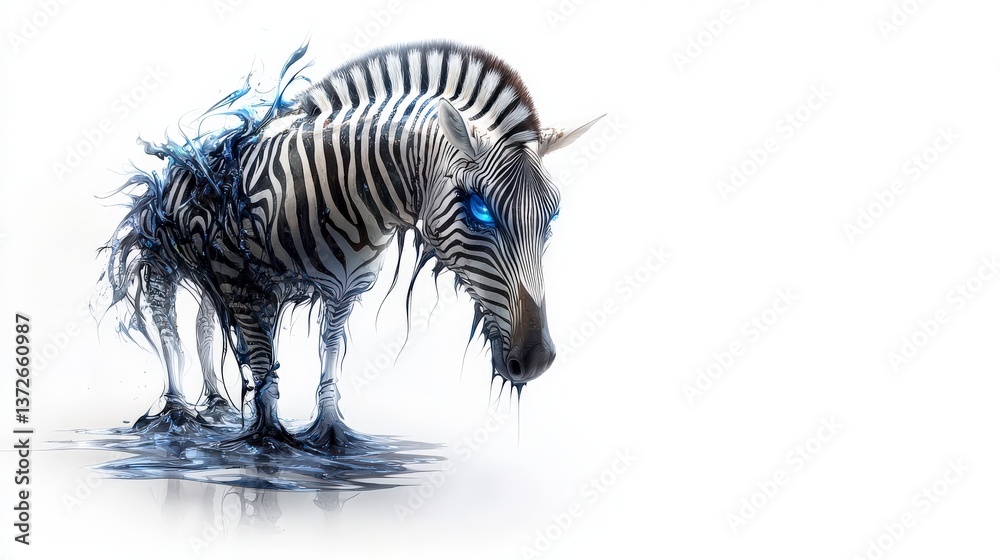 Poster Surreal zebra transformation artistic creation fantasy environment unique perspective abstract concept
