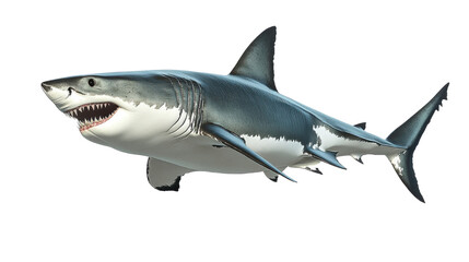 Fototapeta premium Great White Shark Swimming Against Transparent Background