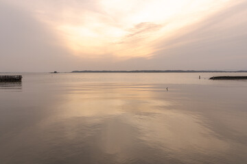 霞ケ浦の夕方近くの風景
