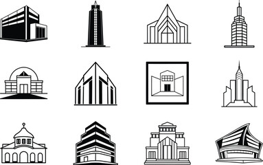 Modern Building Icons Architecture, Skyscrapers, and Structures