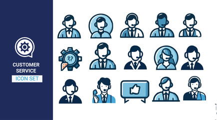Fototapeta premium Business people icon set with avatars in a professional style