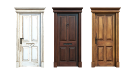Door Set in Three Different Poses on Transparent Background for Architecture Designs, Interior Concepts, or Home Improvement Projects