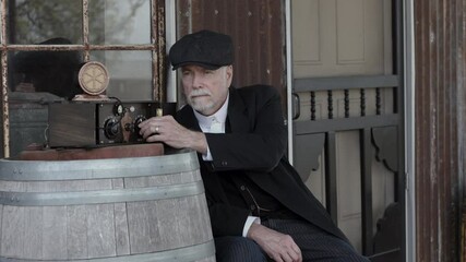 vintage man listening to his radio outdoor