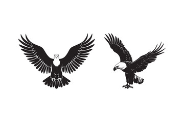 Eagle Silhouette Vector Bald Eagle Clipart Flying Raptor Design
